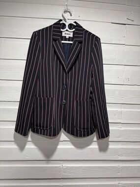 BB Dakota Navy Blazer with maroon and white  Pinstripes